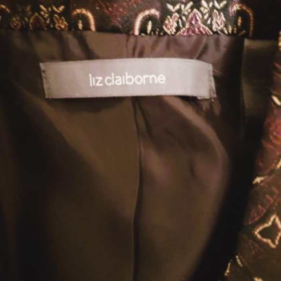 Vintage Liz Claiborne Brown Paisley Lined Blazer with Shoulder Pads Size 6 NWOT - Picture 5 of 6